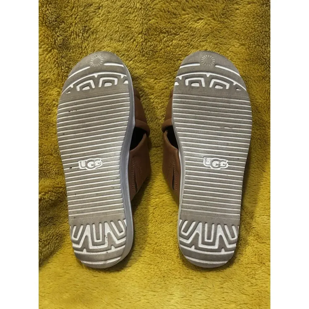 UGG Goldenstar Chestnut Leather Platform Slingback Sandals Women's Sz 8 Beach